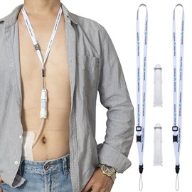 Peritoneal Dialysis Transfer Set Catheter Holder Accessories for Baxter. PD Lanyard Necklace Secure Shower Support. (2 Holders and 2 PCS Adjustable Neck Lanyards) (White)