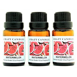 Crazy Candles Watermelon 3 Bottles 1/2 FL Oz Each (15ml) Premium Grade Scented Fragrance Oil