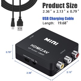 JUTOSU HDMI to RCA Converter, HDMI to RCA Converter, HDMI to AV Converter, HDMI to AV Converter, HDMI to AV Change Adapter, Supports 1080P Converter, Video Converter, Audio Transfer, USB Powered, PS2,