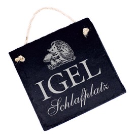 Hedgehog Sleeping Place Sign Slate Engraved Garden Sign Decorative Hedgehog Sleeping Place Sign 11 x 11 cm