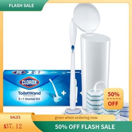 ToiletWand Disposable Toilet Cleaning System - ToiletWand, Storage Caddy and 16 Disinfecting ToiletWand Refill Heads (Package May Vary)