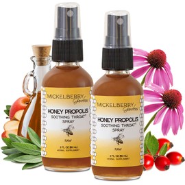 Mickelberry Gardens Honey Propolis Throat Spray - Soothing Sore Throat Relief & Propolis Immune Support for Adults & Kids - Herbal & Honey Formula (2 oz, 2 Pack)