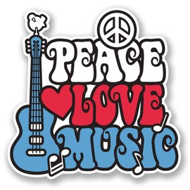 2 x 10cm/100mm Love Peace Music Window Cling Sticker Car Van Campervan Glass #5659