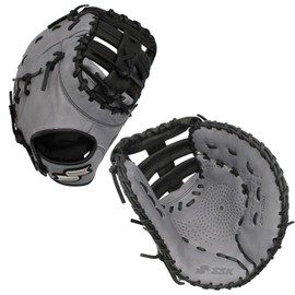 SSK Z5 Craftsman Baseball First Base Mitt – 12” – 12.25” – 12.5” – Right & Left Hand Throw (12.5" - Right Hand Throw, Grey/Black)