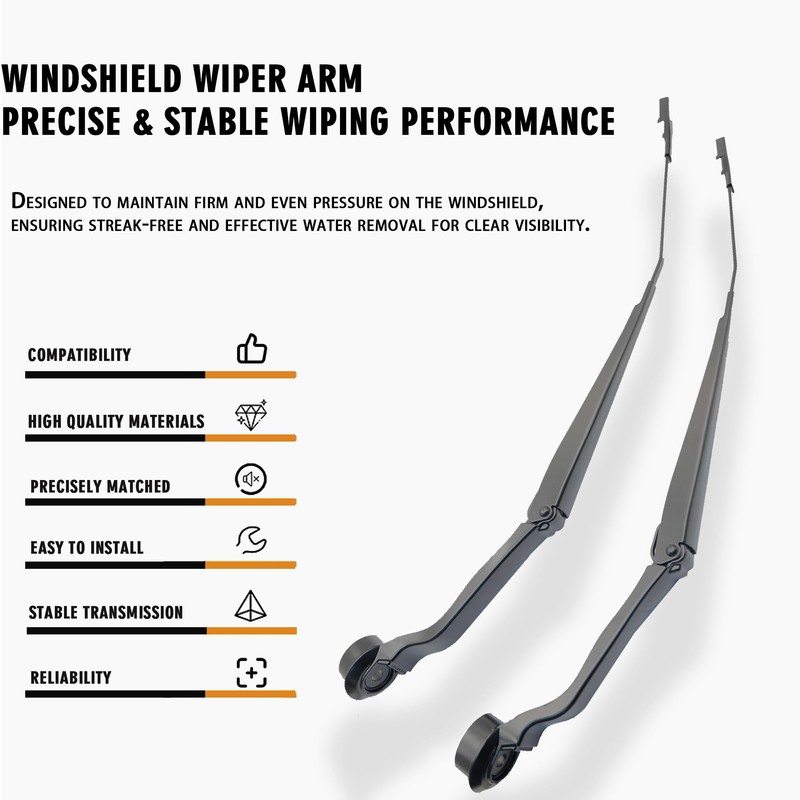RigidWire 1 Pair Front Windshield Wiper Arm Kit Noiseless Rust