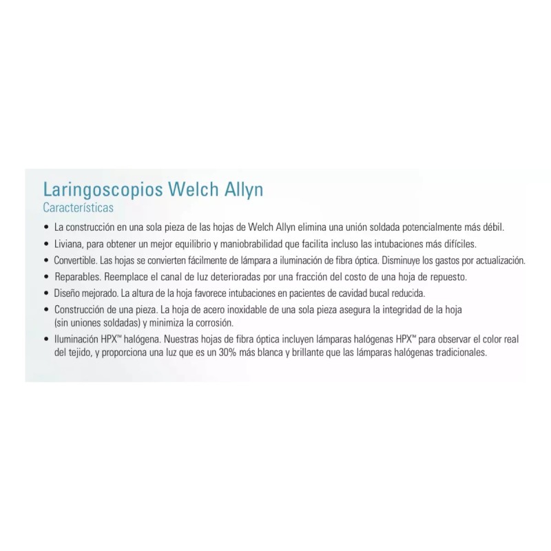 Welch Allyn Laringoscopio Welch Allyn Recto Miller Fibra Optica #0