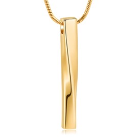 QGJNSGC Cremation Jewelry for Ashes Twist Bar Urn Necklace for Ashes Cremation Memorial Jewelry Ashes Jewelry Keepsakes for Women Men (Gold)