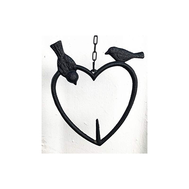 Spring life Cast Iron Heart Shape Wild Bird Hanging Fruit