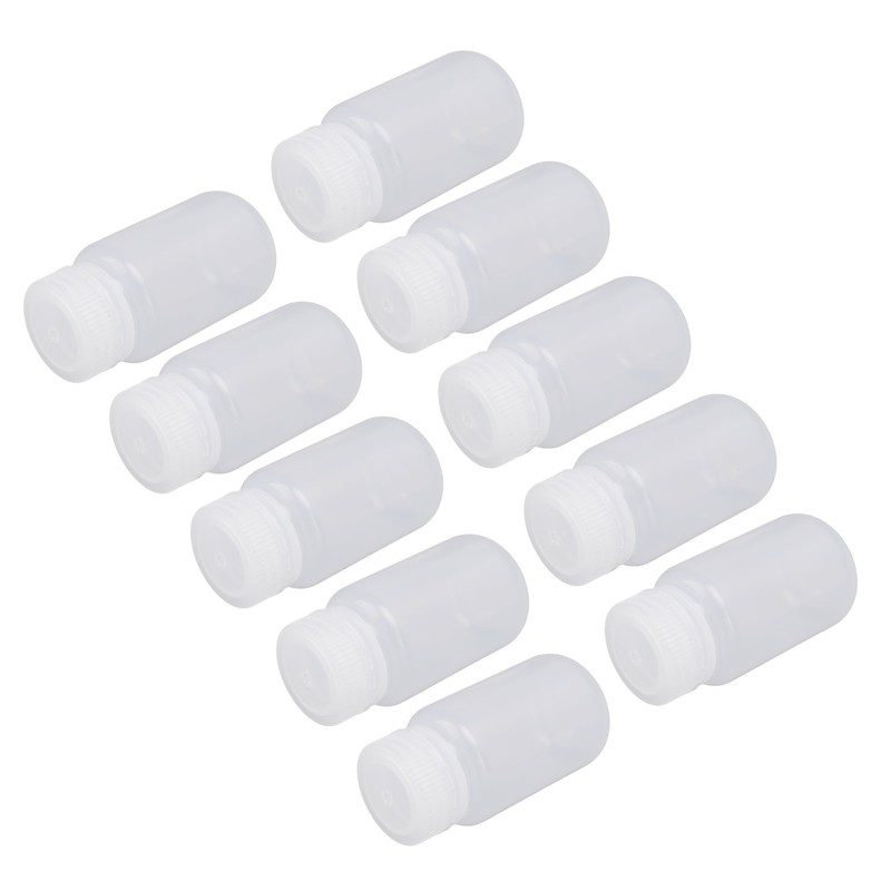 10Pcs Reagent Bottle Plastic Wide Mouth Lab Liquid Sample Seal