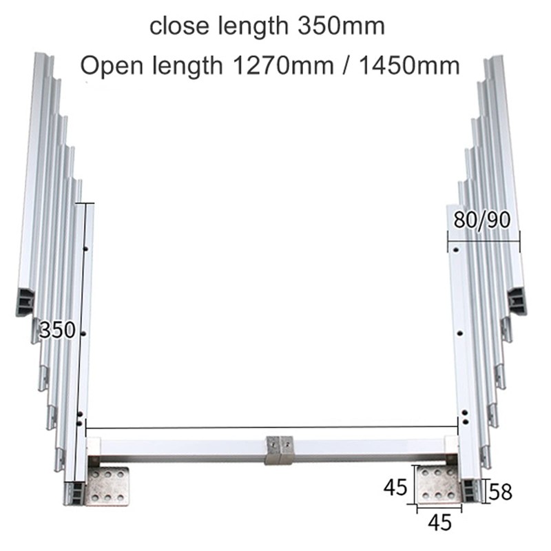 Full Extension Table Slide, Aluminum Telescopic Cabinet Table Guide Rail