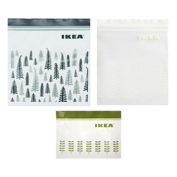 Ikea ISTAD Plastic Bags with Double Zipper, 3 Types, Set of 125, New Color, 0.4 gal (1.2 L) x 25 Sheets, 3.3 gal (1 L) x 40 Bags + HOPSPARA (0.25 L) x 60 Bags), Freezer Bag, Storage Bags