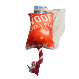 Ship N 24 hours. New- “Woof Soda Pop” Plush Dog Toy. 8”X4”