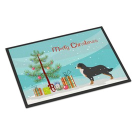 Caroline's Treasures BB2937JMAT Bernese Mountain Dog Merry Christmas Tree Doormat 24x36 Front Door Mat Indoor Outdoor Rugs for Entryway, Non Slip Washable Low Pile, 24H X 36W