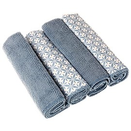 MACOSA KL13185_neu_blau 4er Set Design Spültücher/Poliertücher Mikrofaser Blau Putztuch Reinigungstuch Spül-Tuch saugstark & waschbar Küchen-Tuch (Blau … …