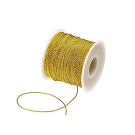 Gold Thread Metallic Tinsel String Cord 1mm Non Stretch Thread for Ornament Hanging Gift Wrapping Craft Making (Gold)