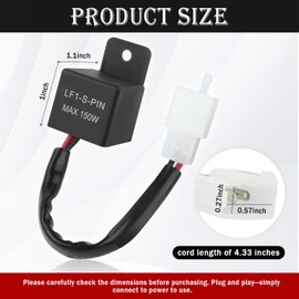 Motorcycle LED Flasher Relay for LED Turn Signal,12V 2Wire 2Pin Turn Signal Relay for Fixing Hyper Flashing Issue,Electronic Flasher Relaies Blinker Relaies for Most Motorcycles
