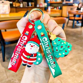 Santa Claus Christmas Tree Keychain for Backpacks, Couples, Car Decoration Free Size / Wreath 5ea