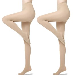 Aisemny 120d 2 pair of solid color semi opaque tights women's high waist Control Top Pantyhose winter comfortable size tights (as1, alpha, one_size, regular, regular, Suntan, Uniform size)