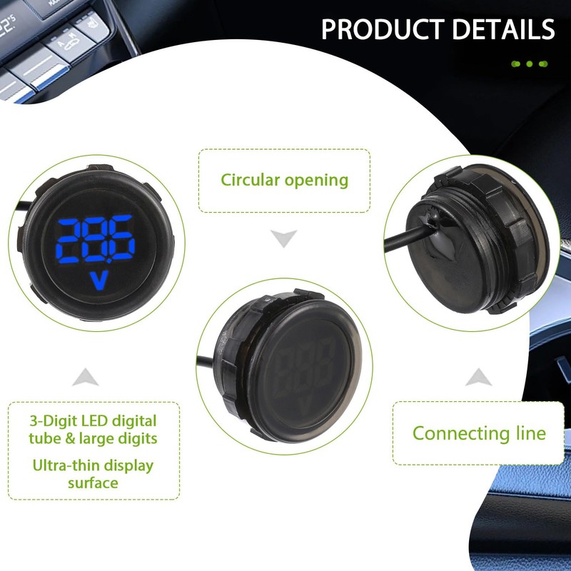 EPLZON 2pcs Digital Voltmeter DC 4-100V 2 Wires 3-Digit LED