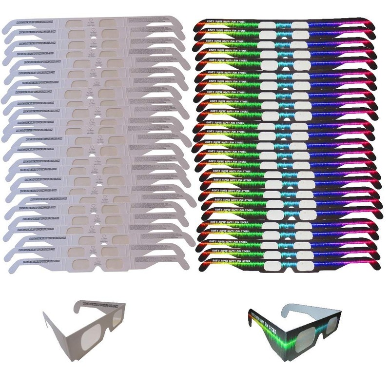 Fireworks Diffraction Glasses - 25 Rainbow Hearts (Plain White Frames)