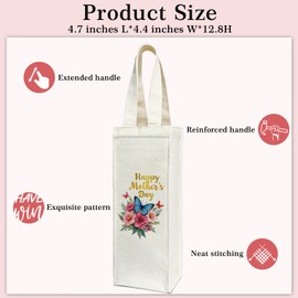 BSNZZIO Mom Wine Gift Bag - Happy Mothers Day, Gifts For Mother from Daughter Son, Single Bottle Champagne Wines, Wine Bottle Bag Gifts for Mother's Day Birthday, 1pc Reusable Wine Bag With Handle/D