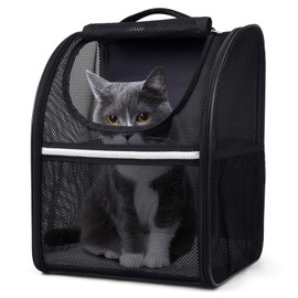 BAGLHER Pet Carrier Backpack,Ventilated Design,Pet Travel Backpack with Comfortable Shoulder Straps,Thicker Bottom Support,Two-Way Entrance Pet Carrier Backpack,Black