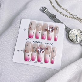 10pcs Handmade Press on Nails,Luxury Handmade Nails, 3D Design Hand-painted Nail Art,Reusable Gel Glue on Fake Nails (TM-9008-M)