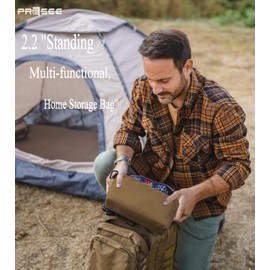 PRESEE Tool Pouch Zipper Small Tool Bag Pouches Organizer Bag with Metal Carabiner, Nylon 1680D Heavy Duty for Wrenches, Screwdrivers, Pliers, Stationery & Office Supplies Pack of 1,Khaki, 12 Inch