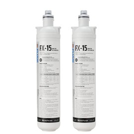2Pack,Microfilter FLUUX FX-15,Hybrid cartridge,NSF Certified,Under Sink Water Filter System, Compatible with Faucet, Coffee Machine,Water heater cleaning machine,16K Gallons