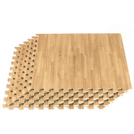 Forest Floor 5/8 Inch Thick Printed Foam Tiles, Premium Wood Grain Interlocking Foam Floor Mats, Anti-Fatigue Flooring, White Oak, 24 Sq Ft