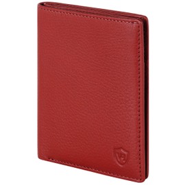 VON HEESEN® Men's Leather Wallet with Coin Compartment and RFID Protection, Genuine Leather Wallet for Men and Women, Wallet, red, Without coin compartment