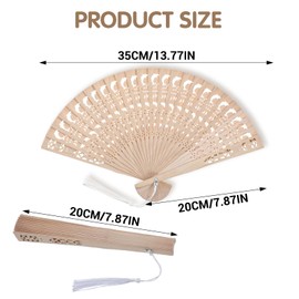 Bamboo Folding Fan Set, 4 Pcs Handheld Fans with Sandalwood and Silk, Vintage Wooden Fan for Weddings Parties and DIY Decorations, Chinese and Japanese Style Fans for Cooling and Decor (Style 2)