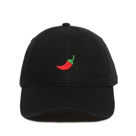 Chilli Pepper Baseball Cap Embroidered Cotton Adjustable Dad Hat Black