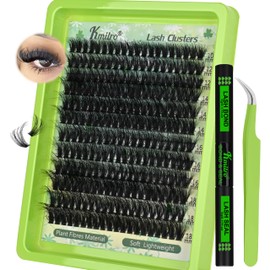 kmilro Kmilro Lash Clusters Kit 10-18mm Long 100D Thick Cluster Eyelash Extensions Waterproof Volume Individual Lashes Kit with Bond and Seal Lash Tweezers 240Pcs Wispy DIY Eyelash Extension