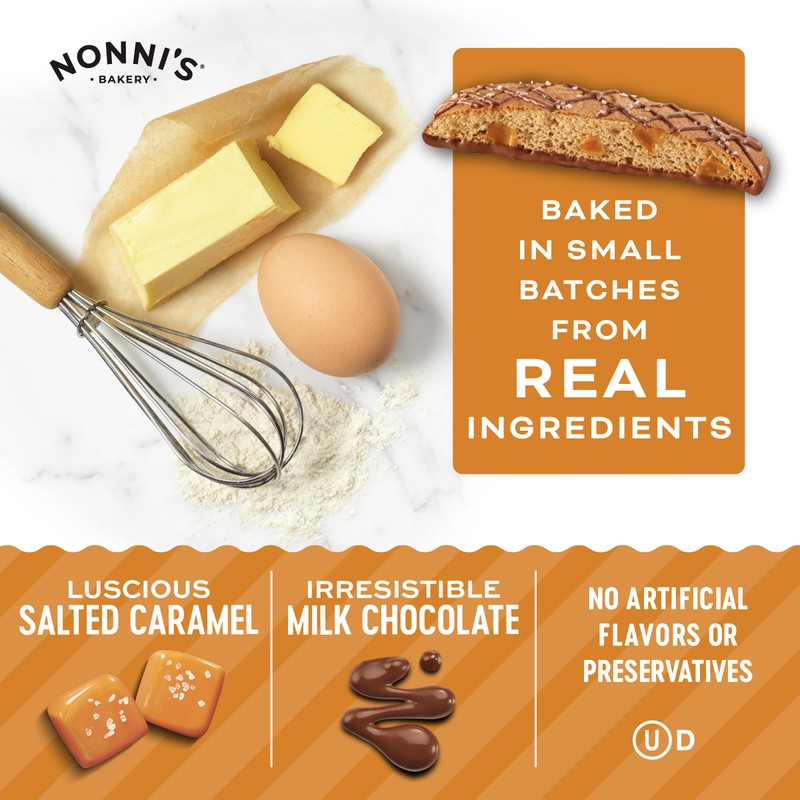 Nonni's Salted Caramel Milk Chocolate Biscotti Cookies — Individually Wrapped