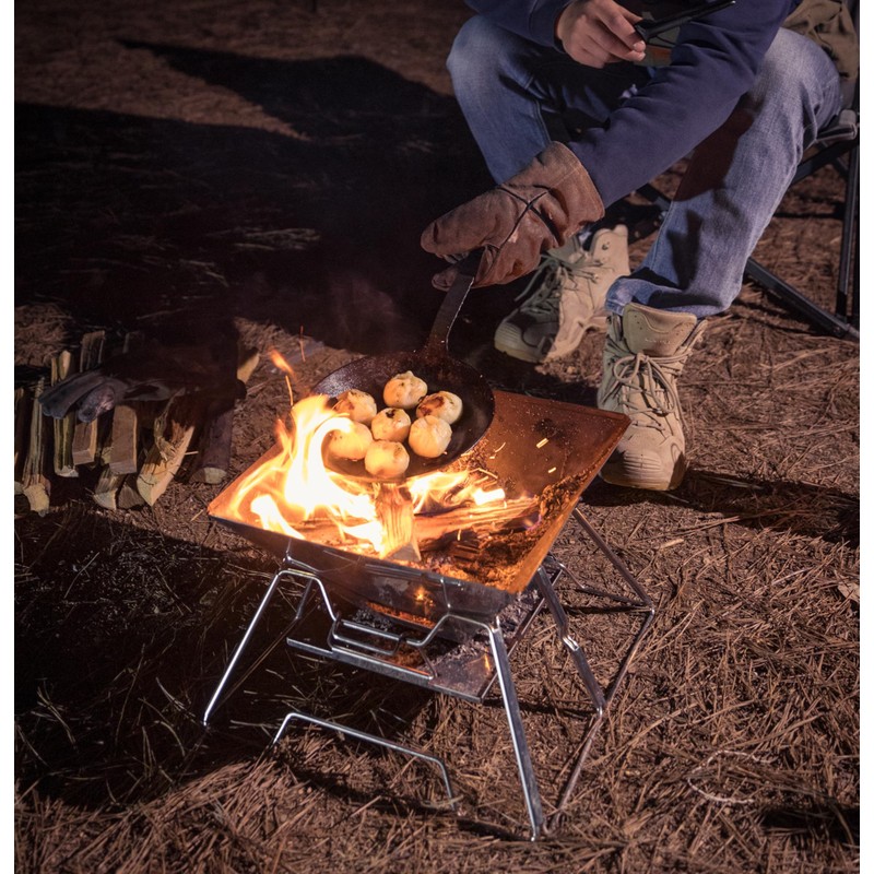 CAMPINGMOON Stainless Steel Foldable Camping Grills Portable Wood Burning Charcoal