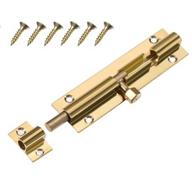 Merriway BH05819 Brass Surface Slide Straight Door Bolts, 100 mm (4 inch)