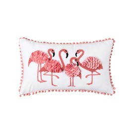 C&F Home C&F Home C&F 860453120 Polyester Flamingo Friends Accent Pillow with Pom Pom Accents 12 Inches x 20 Inches