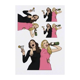 4 x 'Drunk Girls Karaoke' Temporary Tattoos - Water Resistant, Skin-Safe, Non-Toxic Transfers, Mixed Sizes (TO00071972)