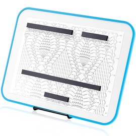 Flutesan 8 x 12 Inches Knitting Pattern Holder with 4 Replacement Magnets Knitting Chart Keeper Magnetic Board Cross Stitch Supplies for Crochet(Blue Border)