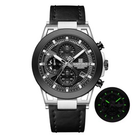 NAVIFORCE Men Sport Chronograph Watches,with Calendar Quartz Mens Waterproof Wrist Watches, Genuine Leather Strap,Gifts for Man