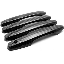 eLoveQ Carbon Fiber Style Overlay 4 Door Handle Cover w/o Passenger KeyHole Compatible with Honda 2012-2016 CR-V / 2012-2015 Civic