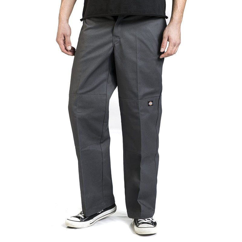 Loose Fit Double Knee Work Pants. Charcoal, 32 34