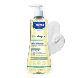 Mustela Stelatopia Aceite Limpiador para Piel con Tendencia al Eczema - Jabón para el Cuerpo del Bebé con Aceite Natural de Aguacate y Girasol - Esenciales de Cuidado de la Piel Familiar - Verificado