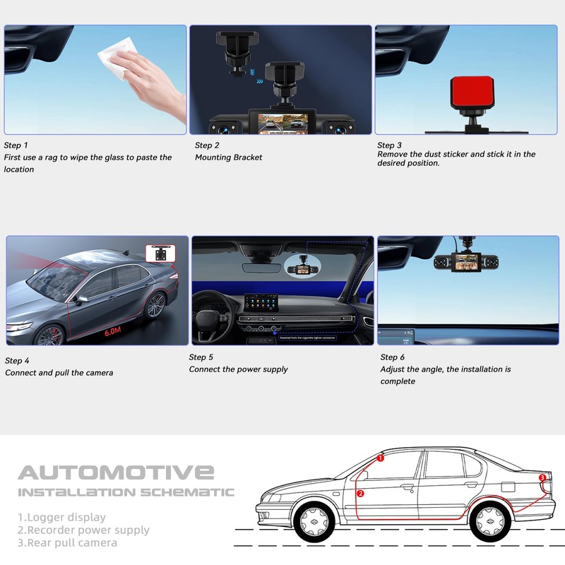 360° 4 Channel 1080P Dash Cam Front and Rear Inside
