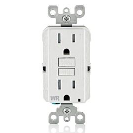 Leviton GFCI Weather-Resistant Outlet, 15 Amp, Self Test, Tamper-Resistant with LED Indicator Light, Outdoor Locations, GFWT1-W, White