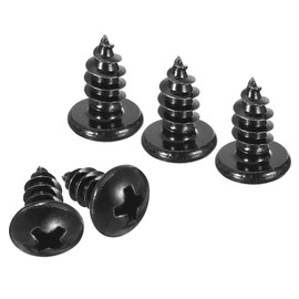TOP-VIGOR 50Pcs Self Tapping Screws, M5 Phillips Pan Head Screw, 10mm Round Head Tapping Screws, Stainless Steel Machine Wood Fasteners Bolts for Wood, Drywall, plastic, Furniture, Repairing, Black