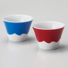 Mt. Fuji T95091180 Pair Ochoko (In Wooden Box), Red, Blue