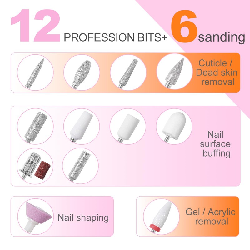 MEKK Nail Drill Kit,35000RPM Electric Nail Drill Professional Electric Nail