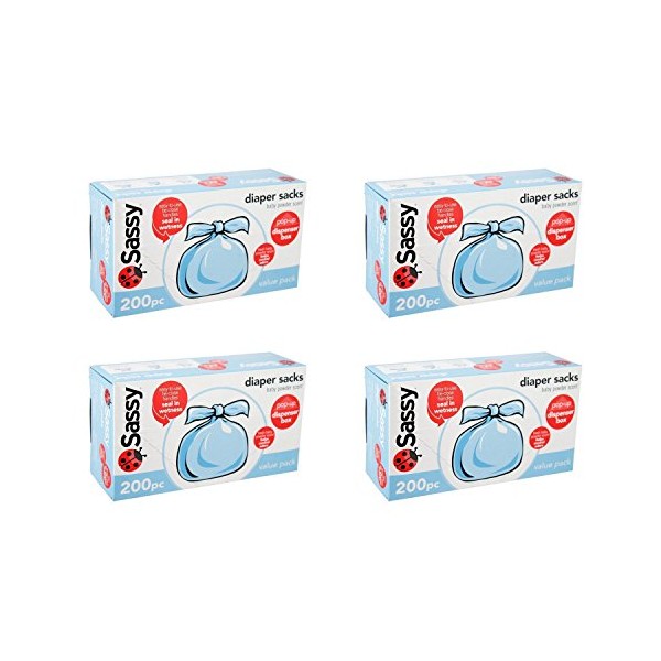 Sassy Disposable Scented Diaper Sacks - 800 ct - 4 packs of 200